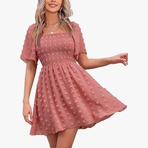 Elegant Pink Smocked Dress